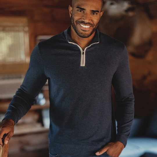 The Normal Brand - Puremeso Weekend 1/4 Zip - Navy