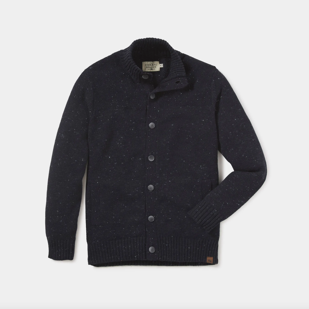 The Normal Brand - Seawool Nep Cardigan - Normal Navy