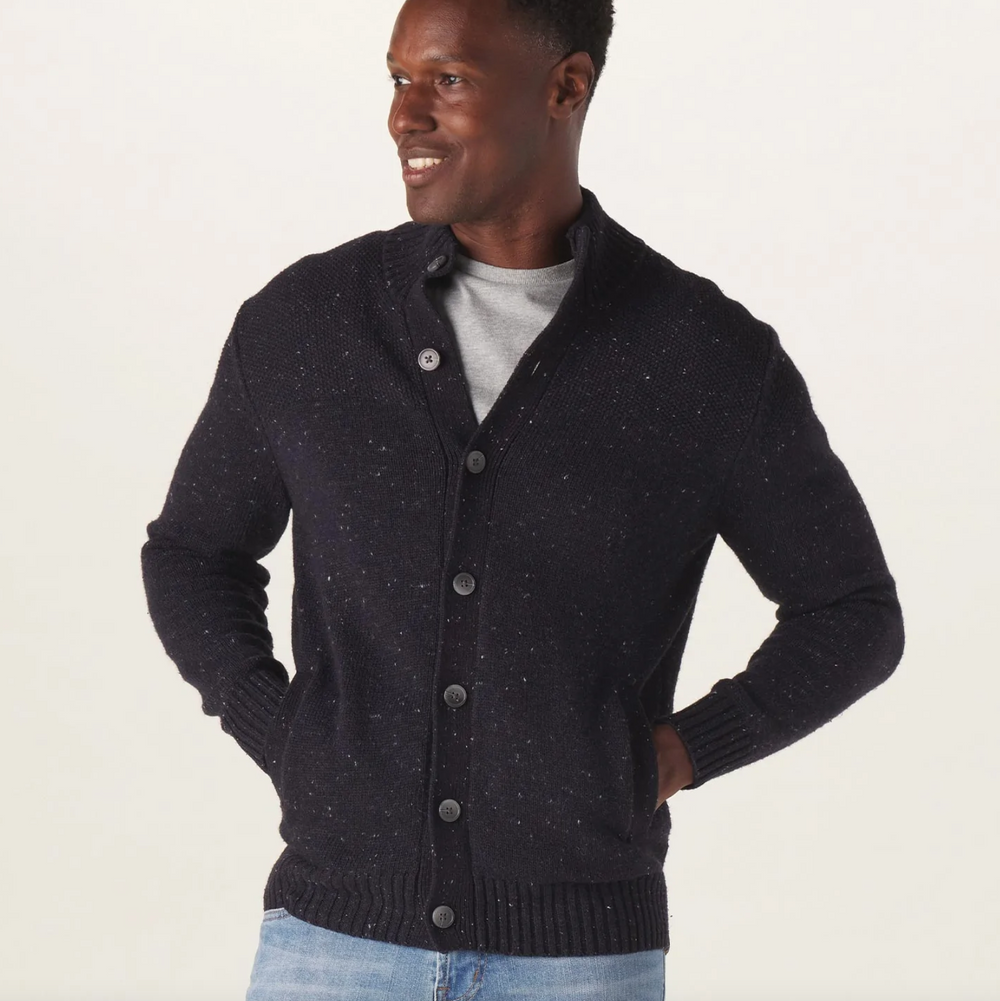 The Normal Brand - Seawool Nep Cardigan - Normal Navy