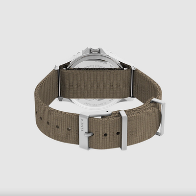 Timex - Navi XL 41mm Fabric Strap Watch - Stainless Steel/Tan/Black