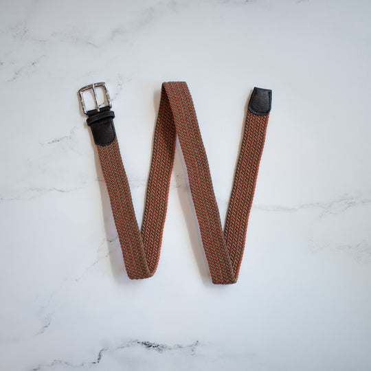 * DIBI Braided Belt - Red/Brown