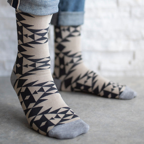 S101 Aztec Pattern Socks TanBlkGry