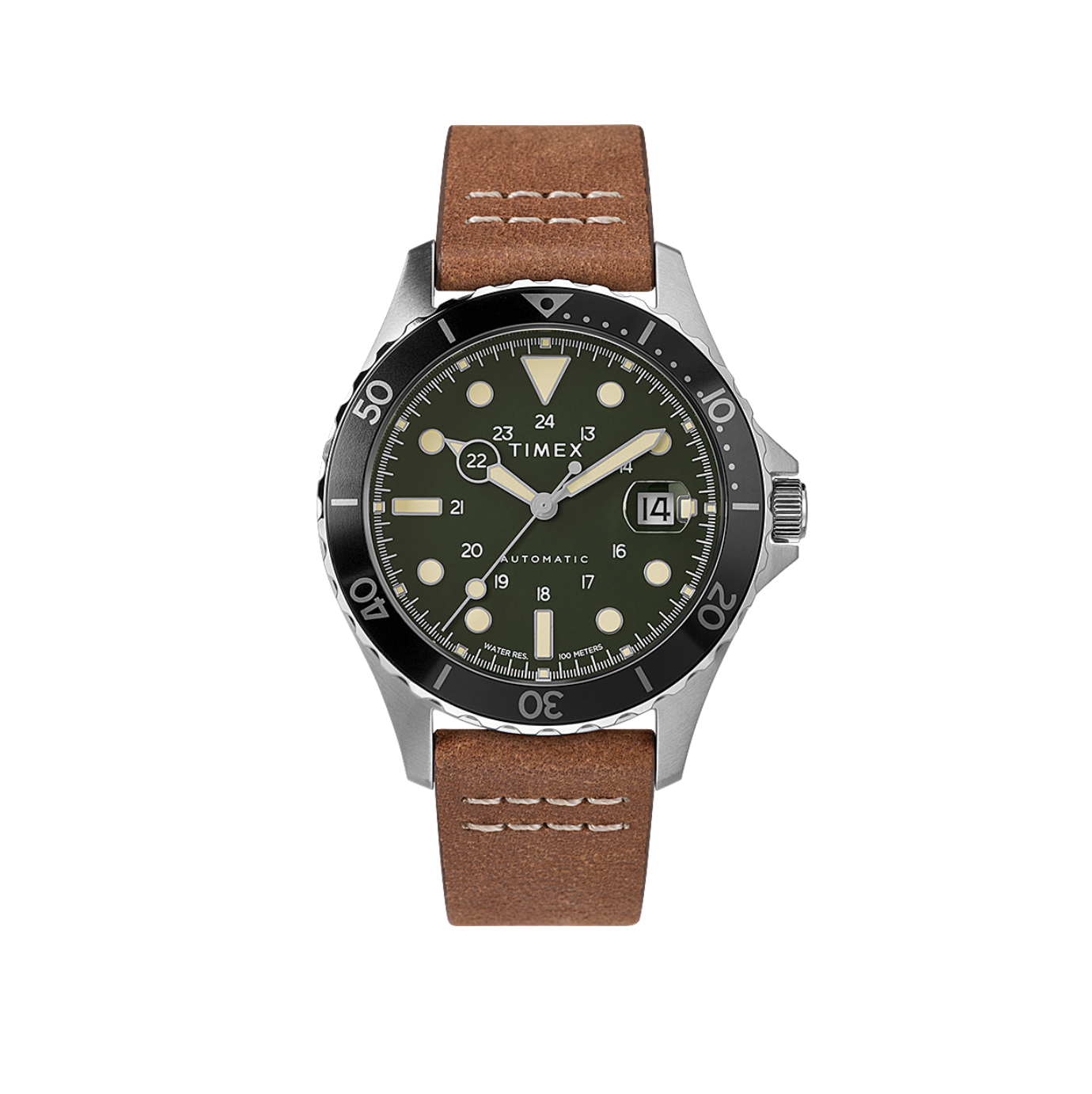 Timex - Navi XL Automatic Watch - Green / Brown - 41mm
