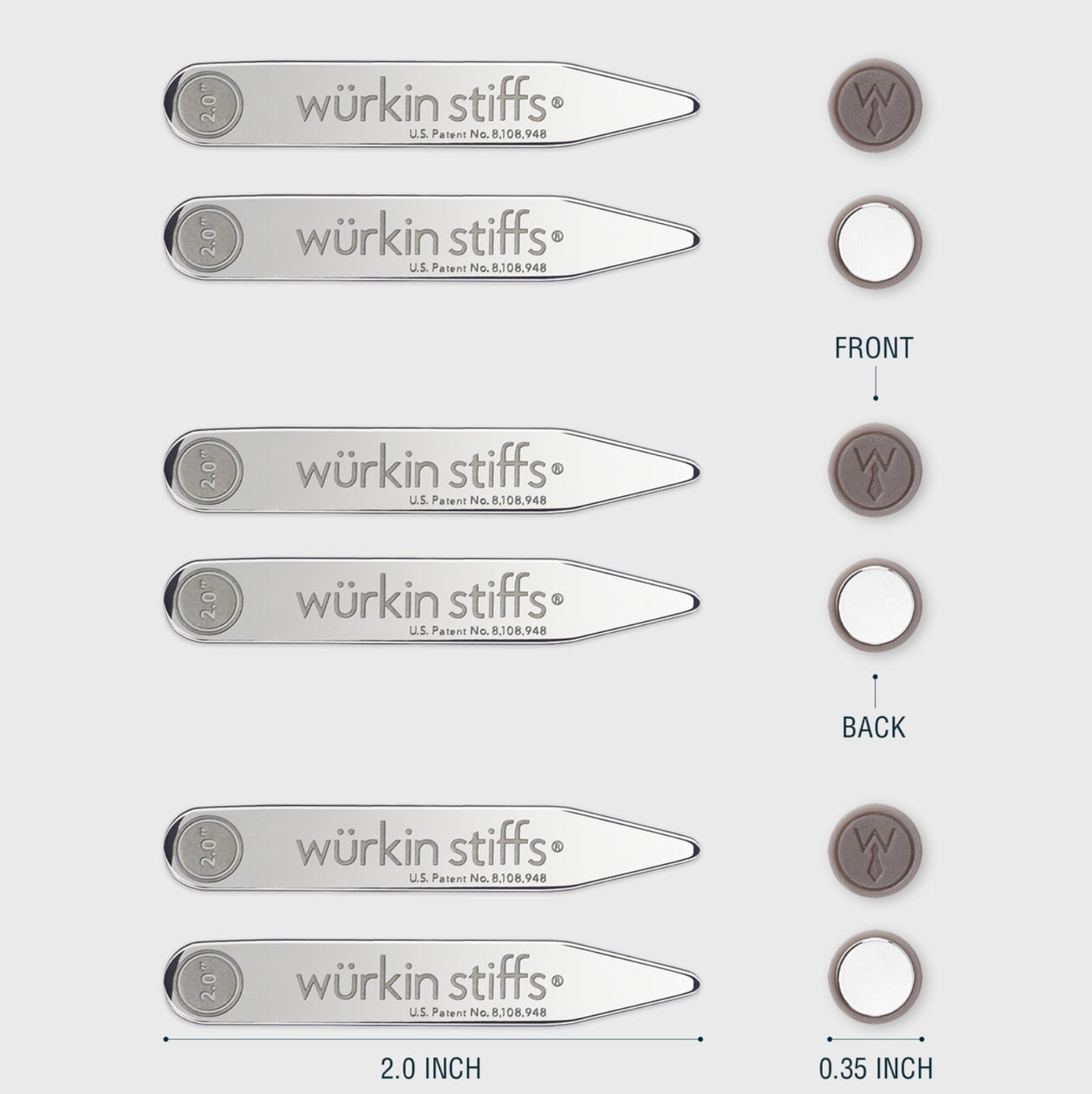 Wurkin Stiffs - 2" Power Stays Magnetic Collar Stays - 3 Pair