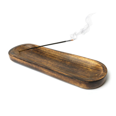 Wood Boat Incense Stick Burner 12"x4"