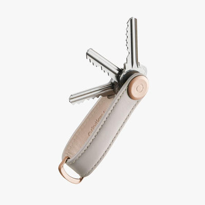 Orbitkey Leather Key Organiser - Stone/Rose Gold